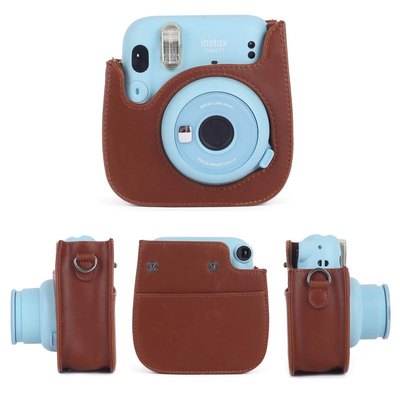 Phetium Instant mini 12 Camera Protective Case Compatible with Instax Mini 12 11,PU Leather Bag with Pocket and Adjustable Shoulder Strap (Brown) - Image 2